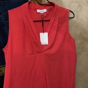 Calvin Klein Small sleeveless blouse, neon Coral color